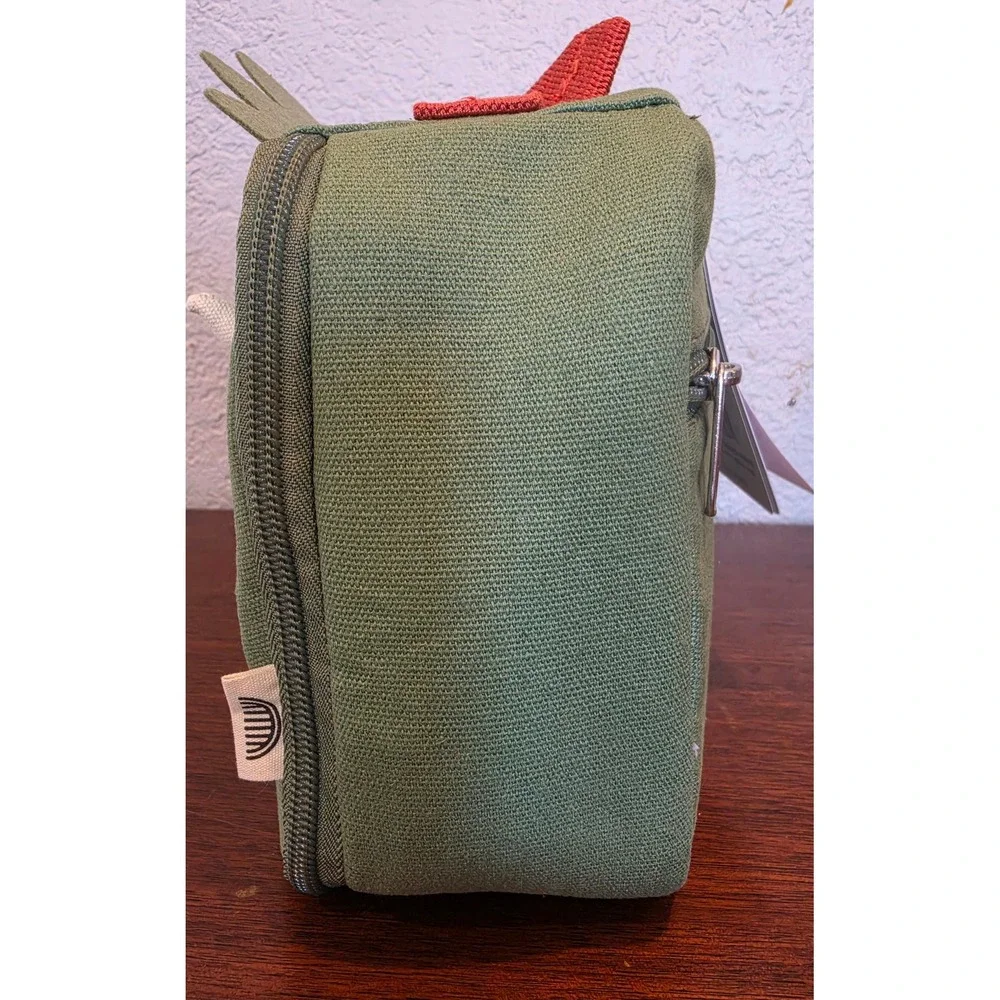 Uninni Triceratops Dinosaur Lunch Bag Insulated Green Canvas Kids Lunch Box NWT
